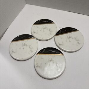 Chic & Tonic - Set Of‎ 4 Coaster - Marble Theme With Gold Accent